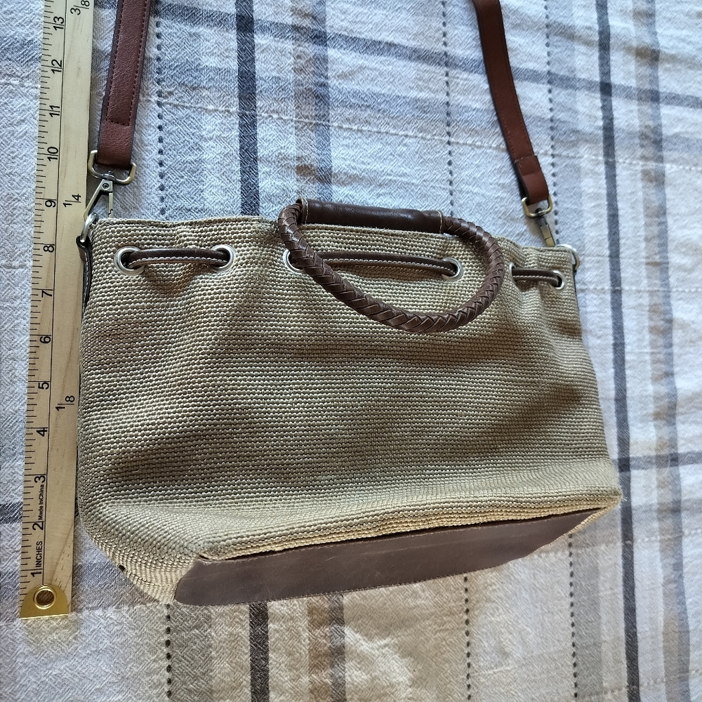 Relic by Fossil drawstring‎ bucket bag Brown/Tan Cottagecore Vintage Boho Casual - Picture 8 of 9